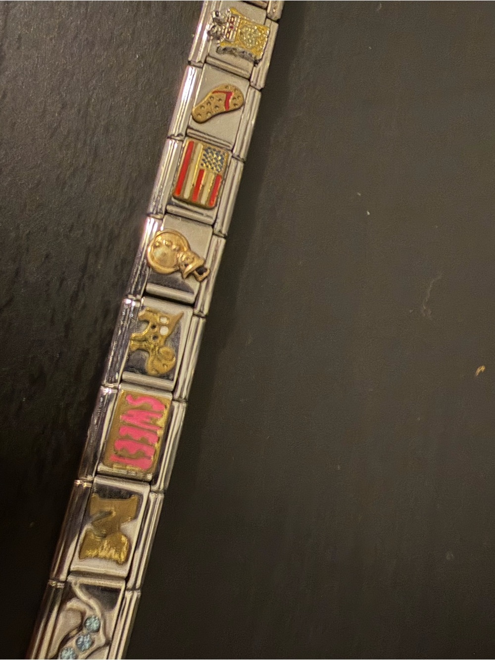Silver-Tone Italian Link Charm Bracelet with Multicolor Accents - Picture 8 of 9